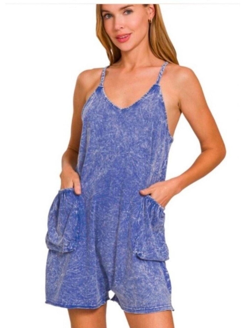 NIP Zenana Acid Washed Romper - Picture 4 of 12